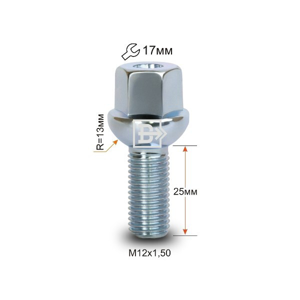 Колісні болти Vector Сфера (M12x1.5x25 Nex 17) Цинк