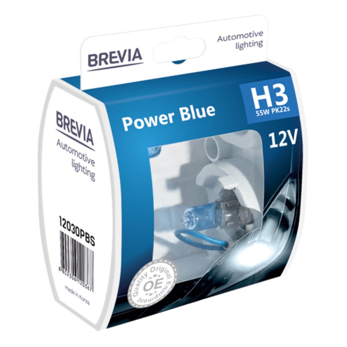 Галогенова лампа Brevia H3 12V 55W PK22s Power Blue S2-зображення-1