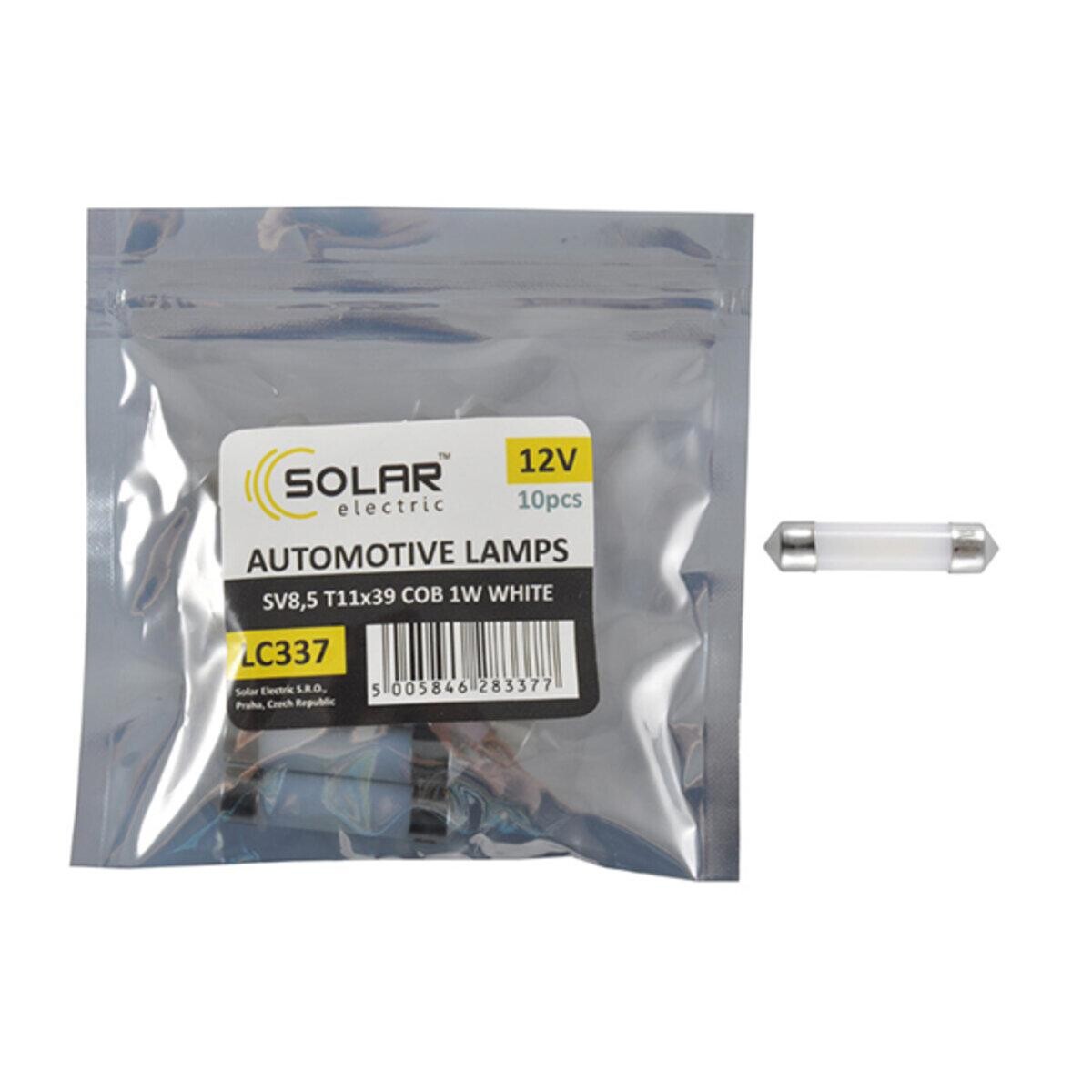 LED автолампа Solar 12V SV8.5 T11x39 1COB 1W white 10шт