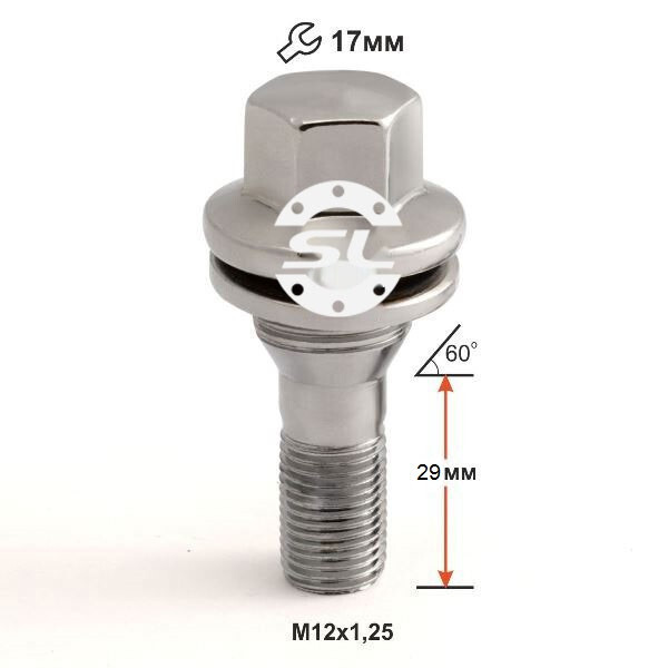 Колісні болти Starleks Прессшайба (М12х1.25x29 NEX17) Хром