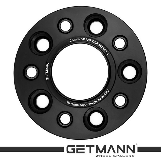 Автомобільне розширювальне кільце (Spacer) GETMANN H = 25 мм PCD5x120 DIA72.6, Футорки 14х1.5 Кована/Чорна