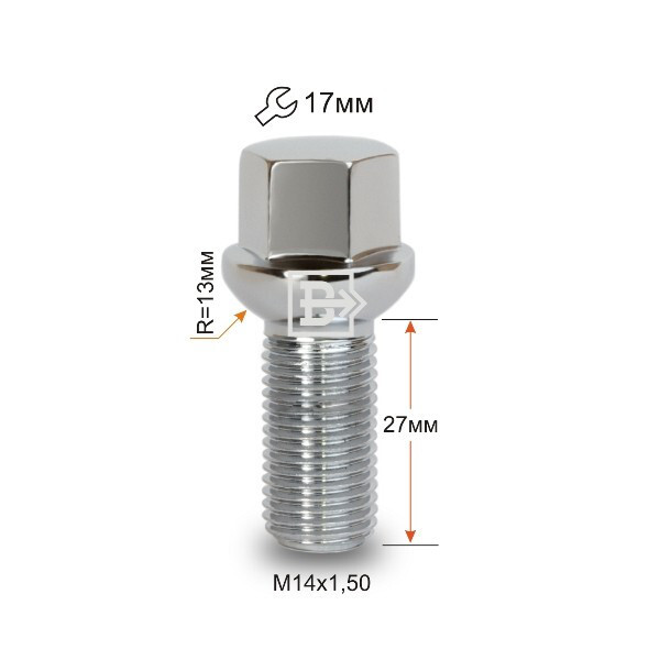 Колісні болти Vector Сфера (M14x1.5x27 Nex 17) Хром