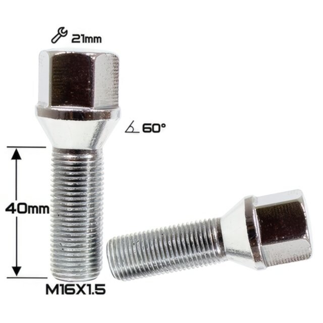 Колісні болти ZW Конус (M16x1.5x40 NEX21) B001 Хром