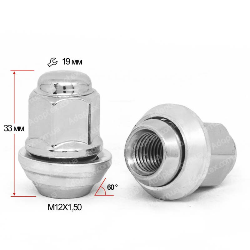 Bimecc [DF02N] | Гайка M12*1,5*30.5 мм Конус Цинк Ключ 19