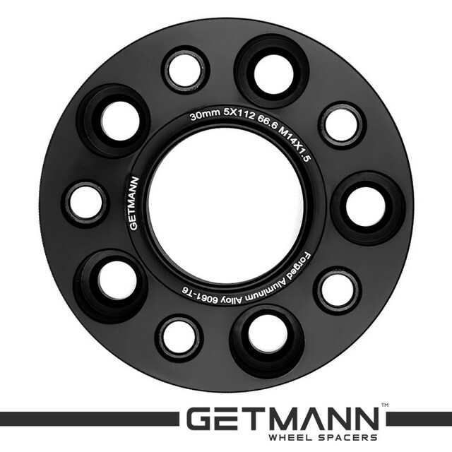 Автомобільне розширювальне кільце (Spacer) GETMANN H = 30 мм PCD5x112 DIA66.6, Футорки 14х1.5 Кована/Чорна