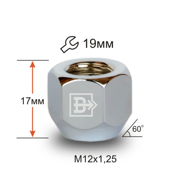 Колісні гайки Vektor Конус (M12x1,25x17 NEX19) Хром