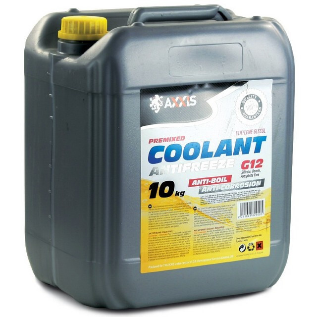 Антифриз AXXIS YELLOW G12 Coolant Ready-Mix -36°C (жовтий) (Каністра 10кг.)