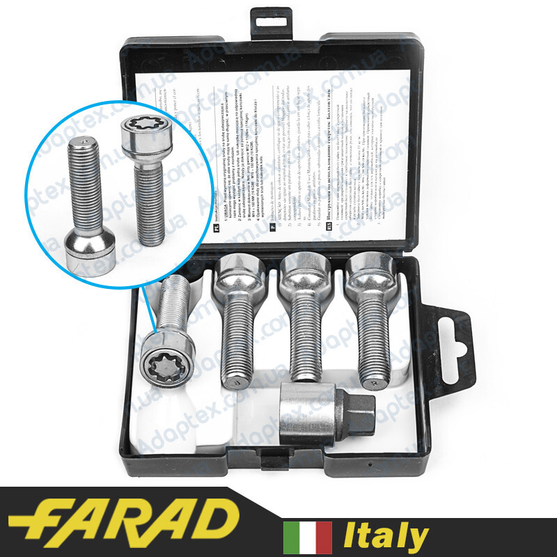 Комплект болтів (секретки) FARAD STARLOCK Сфера R14 (М14х1.5х45 NEX19x2) Обертове кільце Комплект болтів (секретки) FARAD STARLOCK Сфера R14 (М14х1.5х45 NEX19x2) Обертове кільце