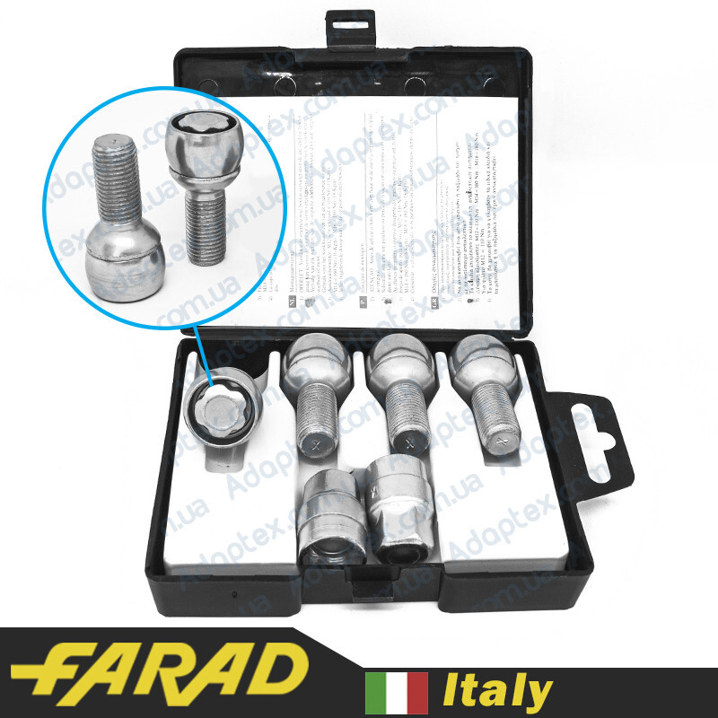 Комплект болтів (секретки) FARAD FLOWERLOCK Сфера (М12х1.5х28 NEX17x2) Обертове кільце-зображення-1