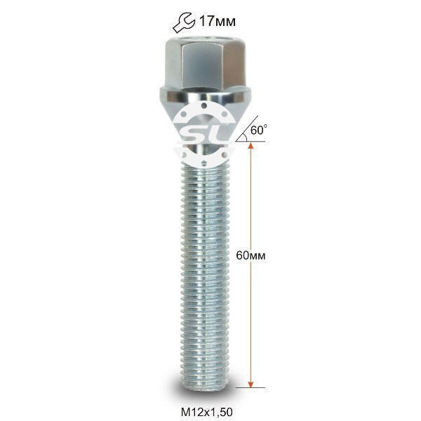 Колісні болти Starleks Конус (М12х1.5x60 NEX17) Цинк-зображення-1