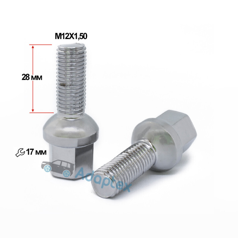 Колісні болти Starleks Сфера (М12х1.5x28 NEX17) Хром