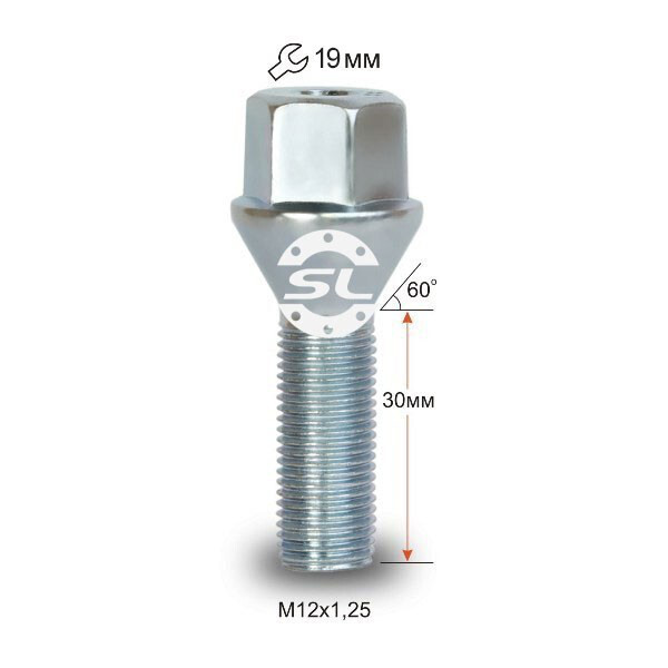 Колісні болти Starleks Конус (М12х1.25x30 NEX19) Цинк