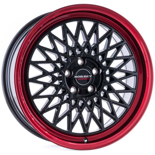 Литі диски Borbet B R18 W8 PCD5x112 ET45 DIA66.6 (black rim red)-зображення-1