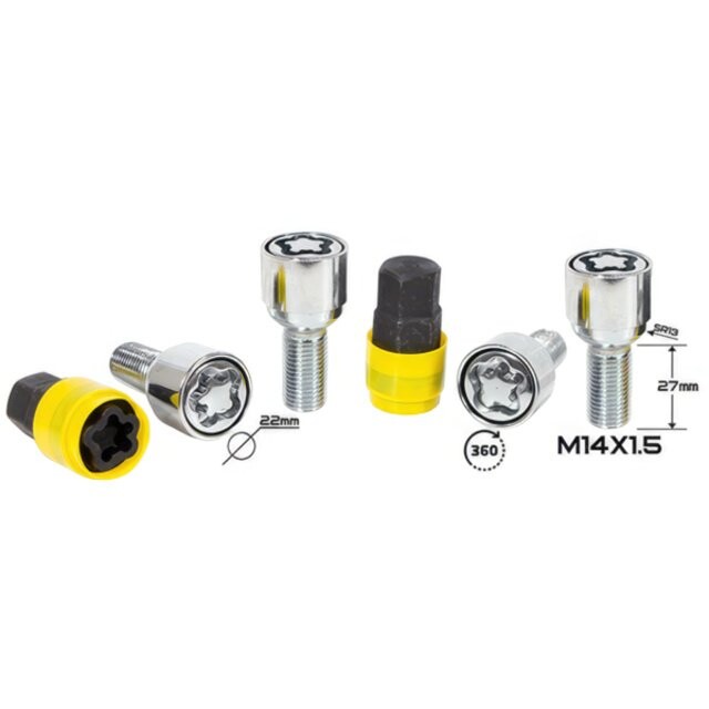 Комплект болтів (секретки) ZW Сфера (M14x1.5x27) LB009SL Хром